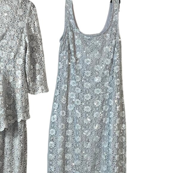 R & M Richards Silver Dress with Matching Jacket Size 6 - Picture 2 of 5